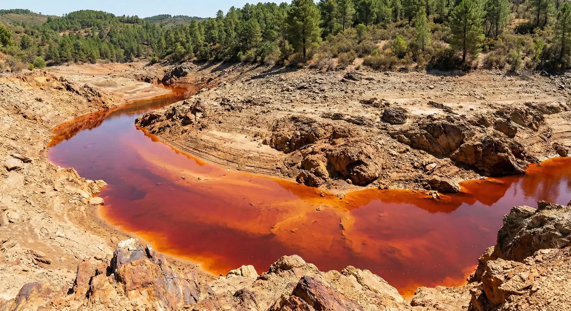 Open-pit mine with tailings