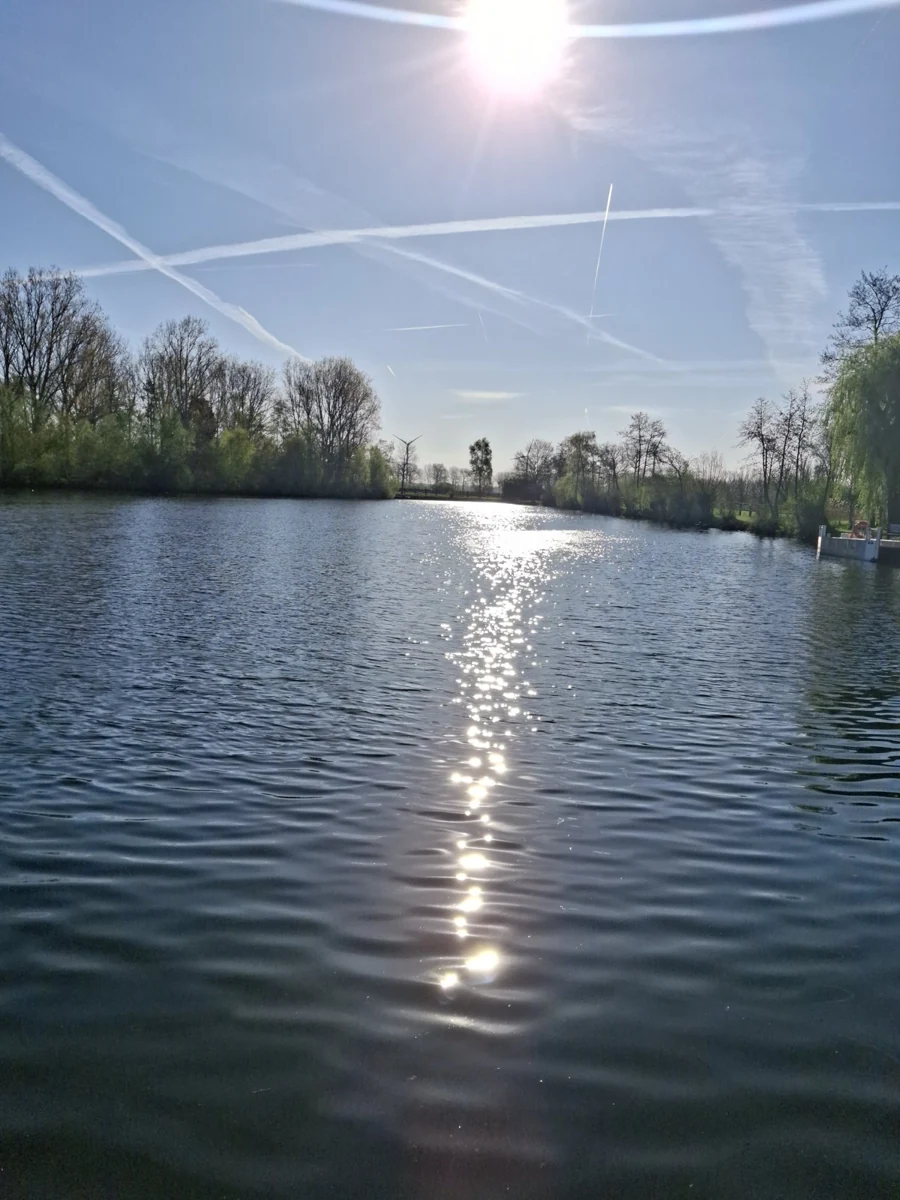 Sunlight reflected on lake water
