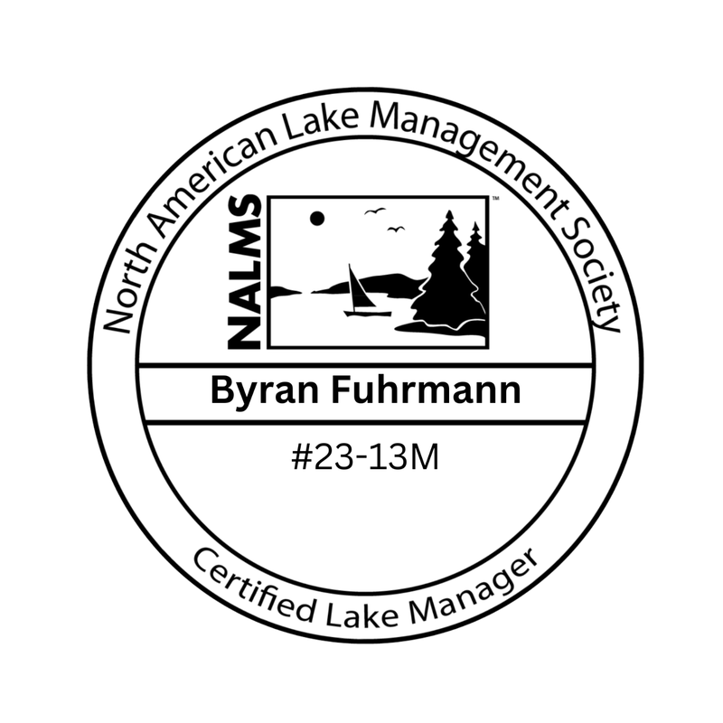 Certified Lake Manager (CLM) badge, North American Lake Management Society, Byran Fuhrmann